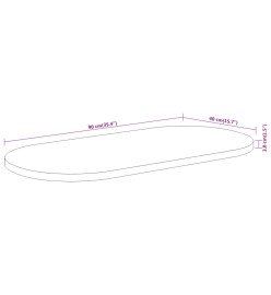 Dessus de table 90x40x3,8 cm ovale bois massif d'acacia