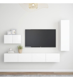 Ensemble de meuble TV 4 pcs Blanc Aggloméré