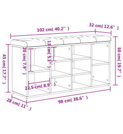Banc à chaussures chêne sonoma 102x32x50 cm bois d'ingénierie