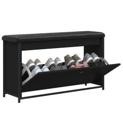 Banc à chaussures avec tiroir rabattable noir 102x32x56 cm