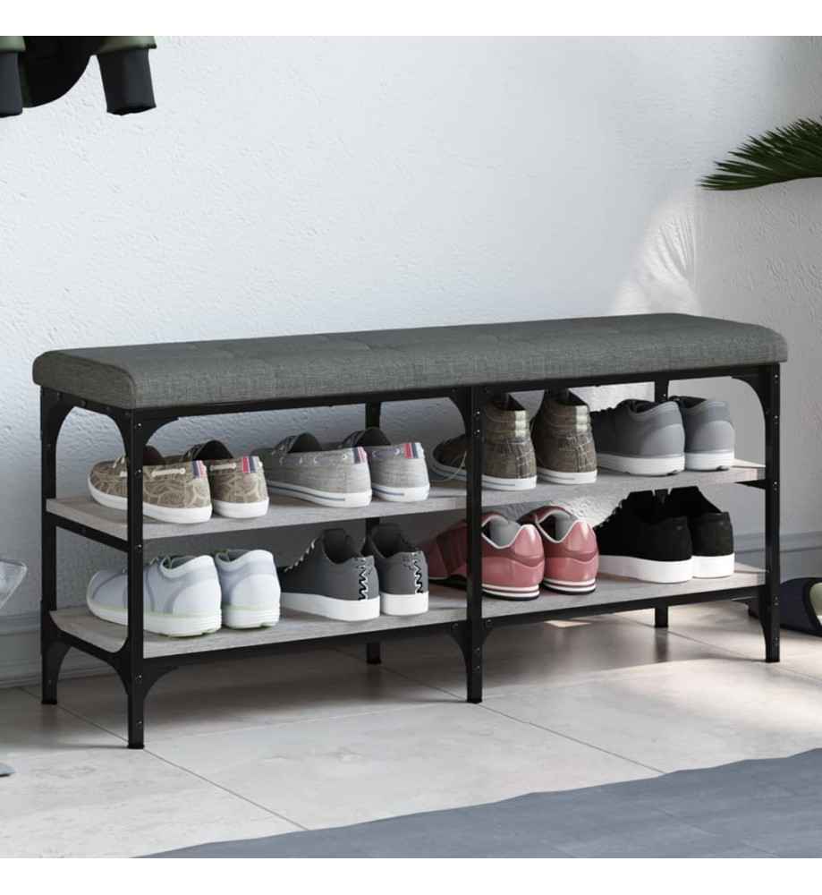 Banc à chaussures sonoma gris 102x32x47 cm bois d'ingénierie