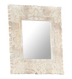 Miroir Blanc 50x50 cm Bois de manguier massif