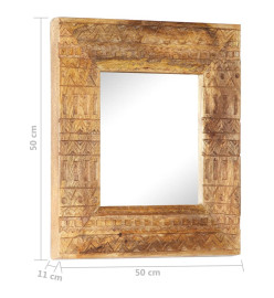 Miroir sculpté à la main 50x50x11 cm Bois de manguier solide