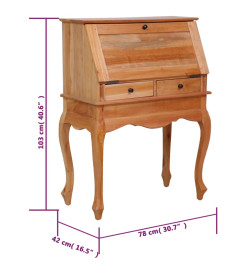 Bureau secrétaire 78x42x103 cm Bois d'acajou massif