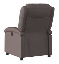 Fauteuil inclinable marron foncé cuir véritable