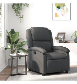 Fauteuil inclinable gris cuir véritable