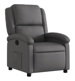 Fauteuil inclinable gris cuir véritable