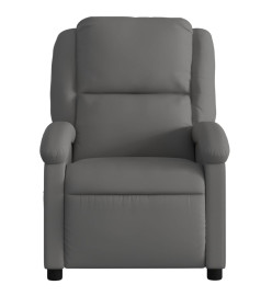 Fauteuil inclinable gris cuir véritable