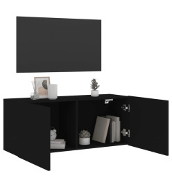 Meuble TV mural noir 100x30x41 cm