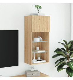 Meuble TV avec lumières LED chêne sonoma 40,5x30x90 cm