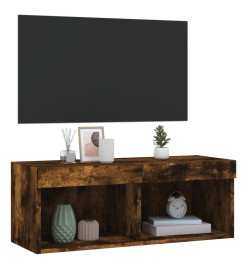 Meuble TV avec lumières LED chêne fumé 80x30x30 cm