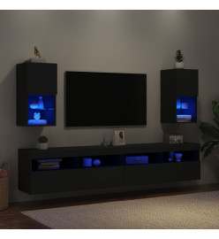 Meubles TV avec lumières LED 2 pcs noir 30,5x30x60 cm