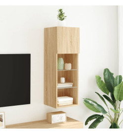 Meuble TV avec lumières LED chêne sonoma 30,5x30x90 cm