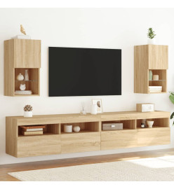 Meubles TV avec lumières LED 2 pcs chêne sonoma 30,5x30x60 cm