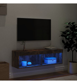 Meuble TV avec lumières LED chêne fumé 100x30x30 cm