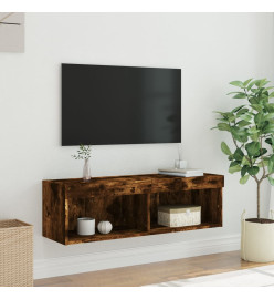 Meuble TV avec lumières LED chêne fumé 100x30x30 cm