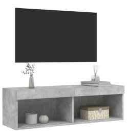 Meuble TV avec lumières LED gris béton 100x30x30 cm