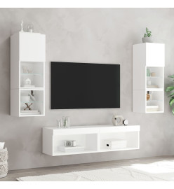 Meubles TV avec lumières LED 2 pcs blanc 60x30x30 cm