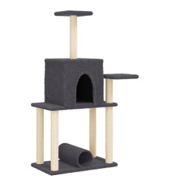 Arbre à chat avec griffoirs en sisal gris foncé 122 cm