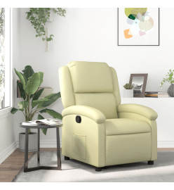 Fauteuil inclinable crème cuir véritable