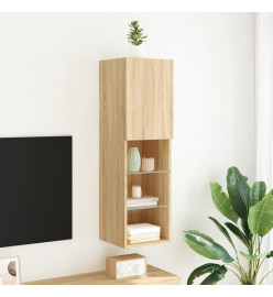 Meuble TV avec lumières LED chêne sonoma 30,5x30x102 cm