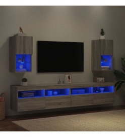 Meubles TV avec lumières LED 2 pcs sonoma gris 30,5x30x60 cm