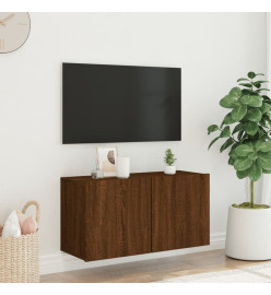 Meuble TV mural chêne marron 80x30x41 cm