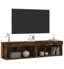 Meubles TV avec lumières LED 2 pcs chêne fumé 60x30x30 cm