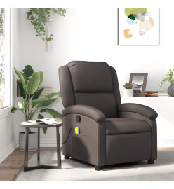 Fauteuil inclinable de massage marron foncé cuir véritable