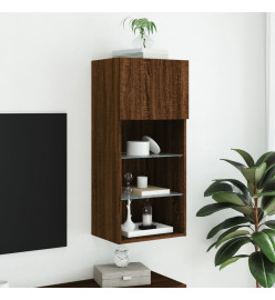 Meuble TV avec lumières LED chêne marron 40,5x30x90 cm