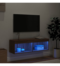 Meuble TV avec lumières LED chêne marron 100x30x30 cm