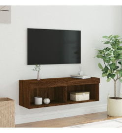 Meuble TV avec lumières LED chêne marron 100x30x30 cm