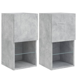 Meubles TV avec lumières LED 2 pcs gris béton 30,5x30x60 cm