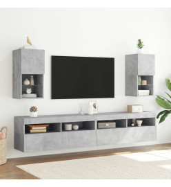 Meubles TV avec lumières LED 2 pcs gris béton 30,5x30x60 cm