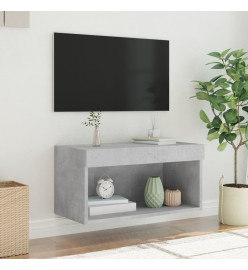 Meuble TV avec lumières LED gris béton 60x30x30 cm