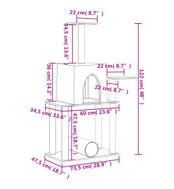 Arbre à chat avec griffoirs en sisal gris clair 122 cm