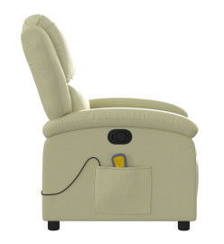 Fauteuil de massage inclinable crème cuir véritable