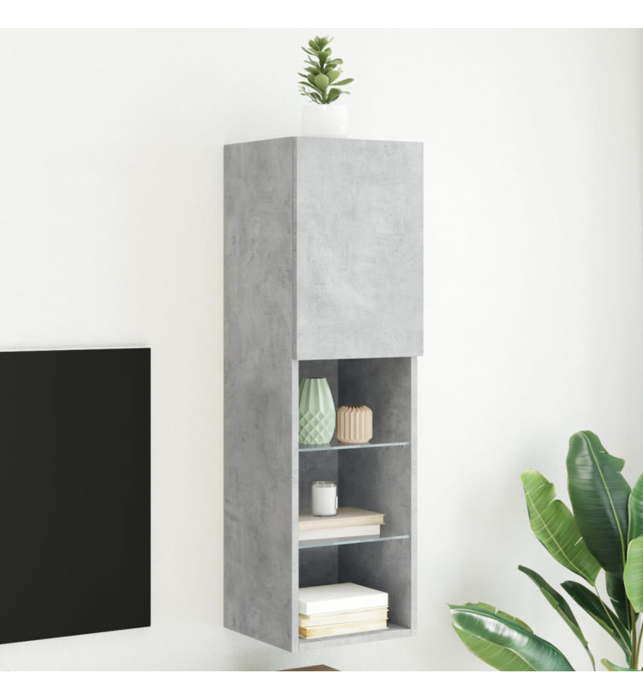 Meuble TV avec lumières LED gris béton 30,5x30x102 cm