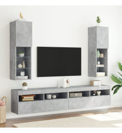 Meuble TV avec lumières LED gris béton 30,5x30x102 cm