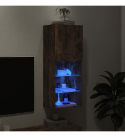 Meuble TV avec lumières LED chêne fumé 40,5x30x102 cm