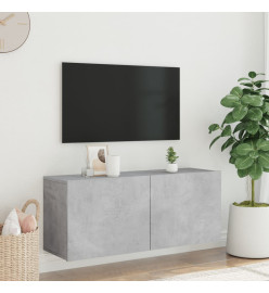 Meuble TV mural gris béton 100x30x41 cm