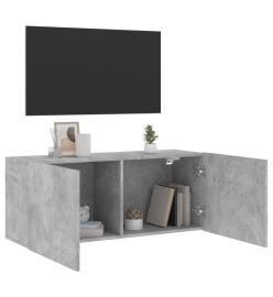 Meuble TV mural gris béton 100x30x41 cm