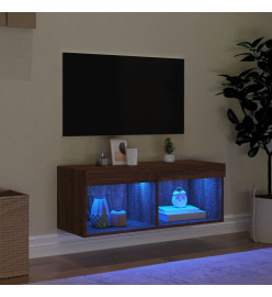 Meuble TV avec lumières LED chêne marron 80x30x30 cm