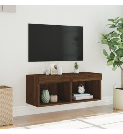 Meuble TV avec lumières LED chêne marron 80x30x30 cm