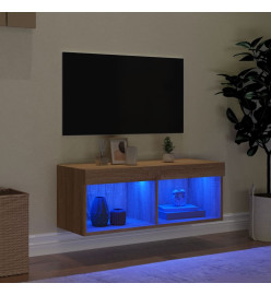 Meuble TV avec lumières LED chêne sonoma 80x30x30 cm