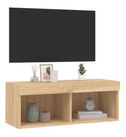 Meuble TV avec lumières LED chêne sonoma 80x30x30 cm