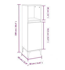 Armoire de bain chêne fumé 30x30x100 cm bois d'ingénierie