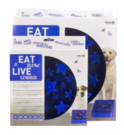 EAT SLOW LIVE LONGER Mangeoire lente Star bleu S