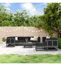 Salon de jardin 10 pcs Gris Bois de pin massif
