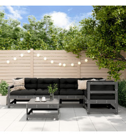 Salon de jardin 6 pcs Gris Bois de pin massif